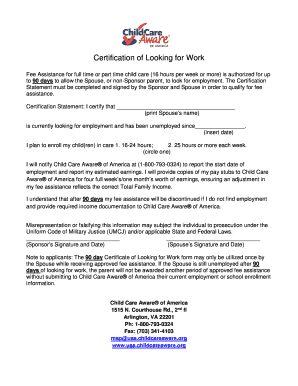 Certification of Looking for Work