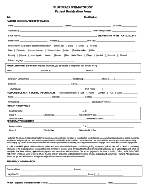 Bluegrass Dermatology Patient Registration Form