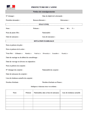 Notice de renseignements