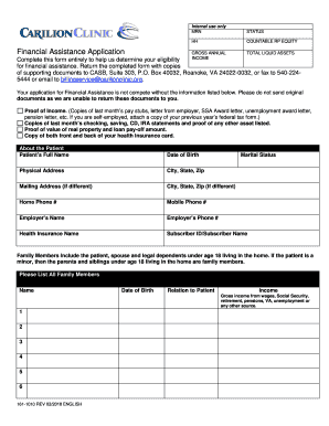 Financial Assistance Application