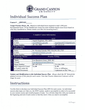 Individual Success Plan Template