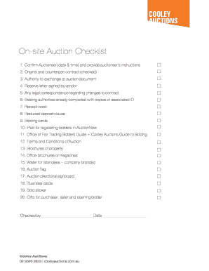 On-Site Auction Checklist