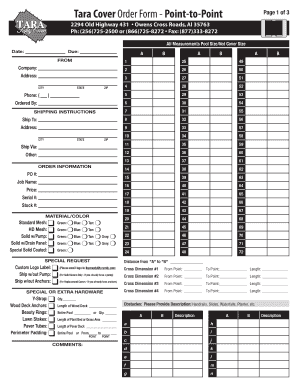 Tara Cover Order Form