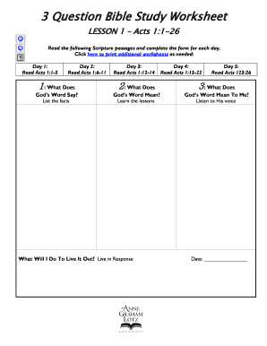 3-Question Bible Study Worksheet
