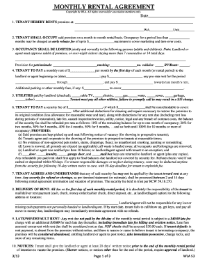 Washington Monthly Rental Agreement