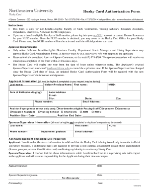 Husky Card Authorization Form