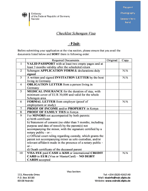 Schengen Visa Checklist