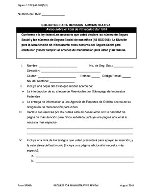 Solicitud para Revisión Administrativa