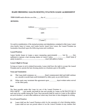 Hair Salon Booth Lease Agreement