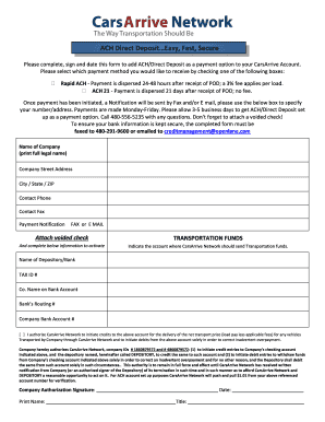 ACH Direct Deposit Authorization Form
