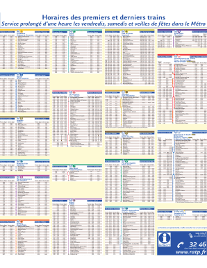 Fillable Online Horaires des premiers et derniers trains Fax Email ...