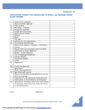 ACABC Trainee Application Form