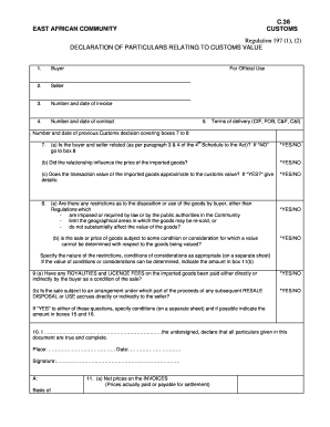 East African Community Customs Declaration Form