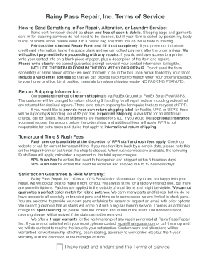 Rainy Pass Repair Service Agreement