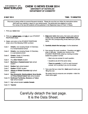 Chem 13 News Exam 2014