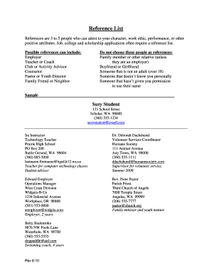 Reference List Template