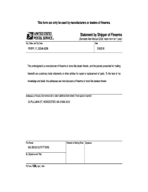 Statement by Shipper of Firearms