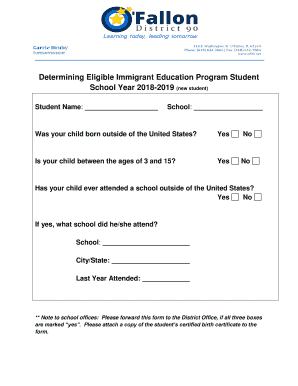 Immigrant Education Program Student Eligibility Form