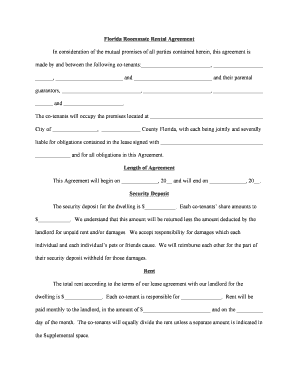 Florida Roommate Rental Agreement
