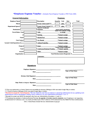 Employee Expense Voucher Form 1003