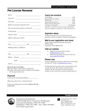 Clark County Pet License Renewal Form