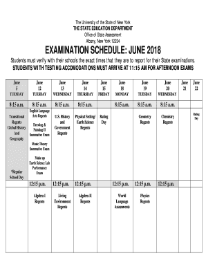 Students must verify with their schools the exact times that they are to report for their State examinations