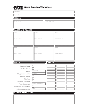 Game Creation Worksheet