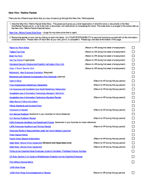 New Hire Rehire Packet