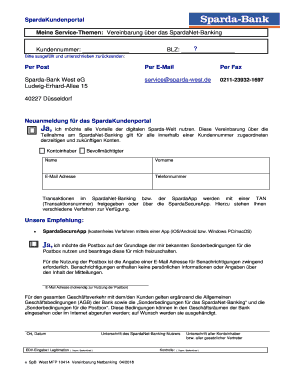 Vereinbarung über das SpardaNet-Banking