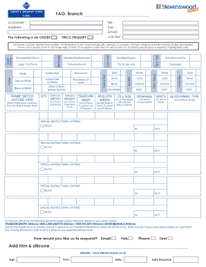 Order and Enquiry Form for Windows and Doors