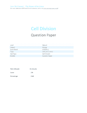 GCSE Biology Cell Division Exam Paper