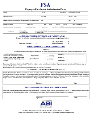 Employee Enrollment Authorization Form