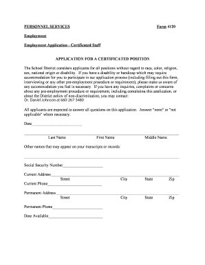 Employment Application Form 4120