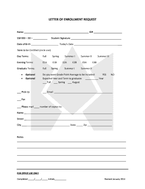 Letter of Enrollment Request