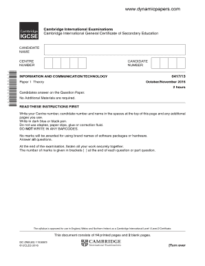 Cambridge IGCSE ICT Paper 1 Theory Exam