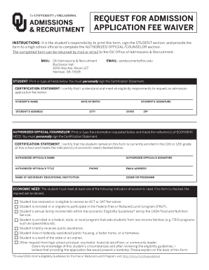 University of Oklahoma Application Fee Waiver