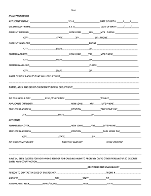 Solare Apartment Rental Application