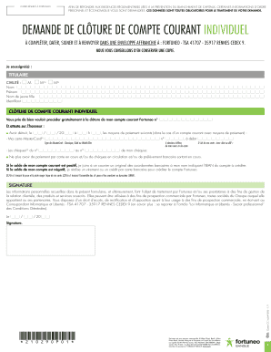 Demande de clôture de compte courant individuel