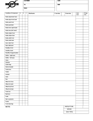 Bicycle Repair Service Form