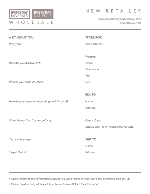 Retailer Wholesale Application Form