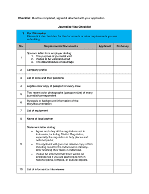Journalist Visa Checklist