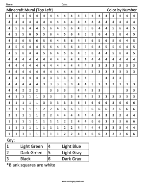 Minecraft Color by Number Activity Sheet