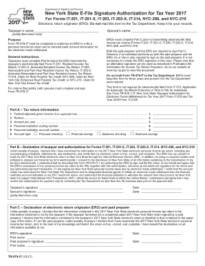 New York State E-File Signature Authorization Form