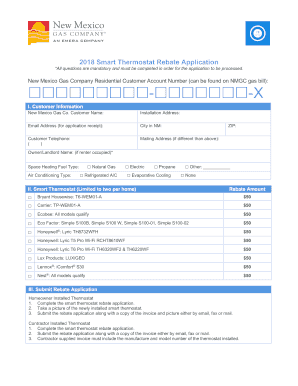 2018 Smart Thermostat Rebate Application