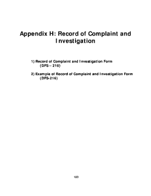 Record of Complaint and Investigation Form