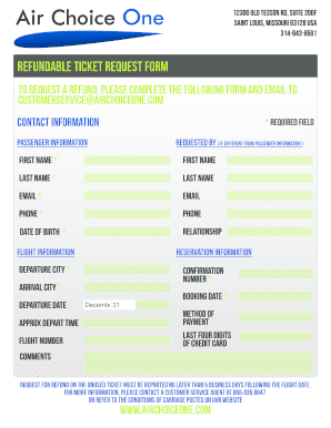 AirChoiceOne Refundable Ticket Request Form