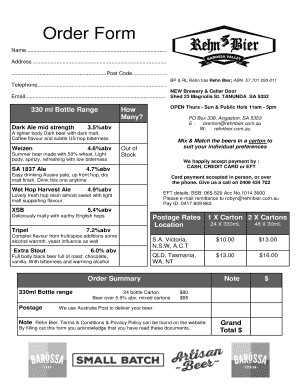 Rehn Bier Order Form