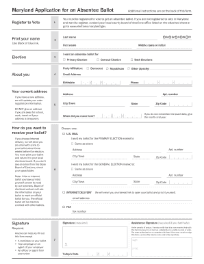 Maryland Absentee Ballot Application
