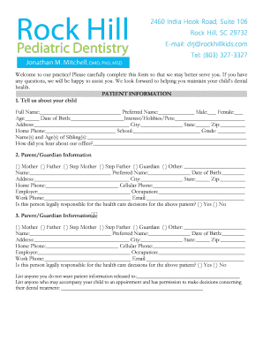 Child Dental Health Form