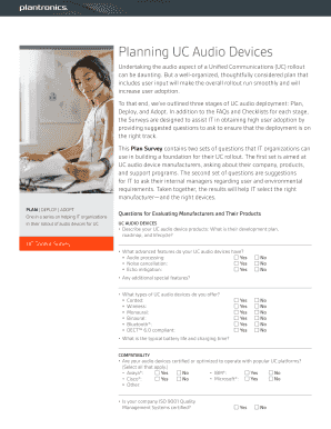 UC Audio Devices Planning Survey